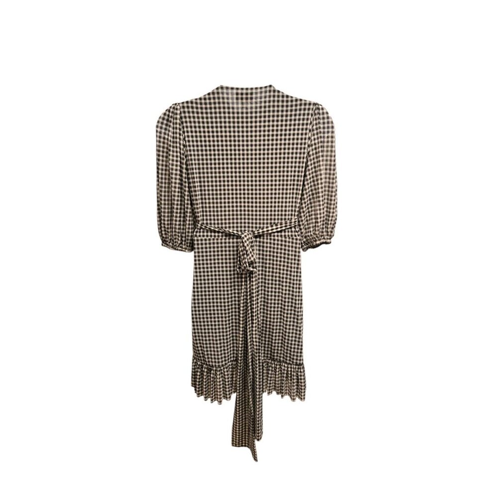 Ganni  Dress Wrap Womens Size Large/42 GIngham Check Romantic Classic - Picture 2 of 7